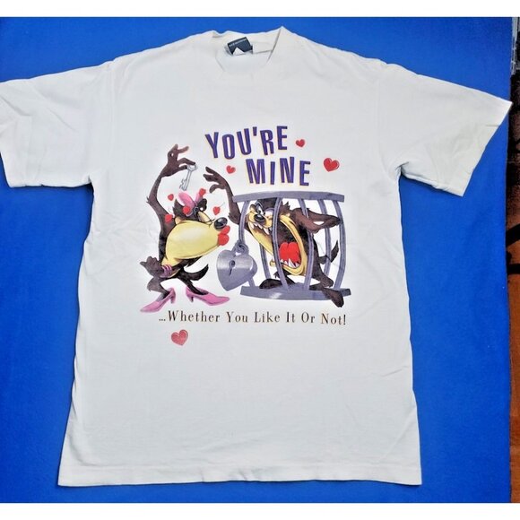 Vintage 90s Warner Bros T-Shirt Men's Size Medium  "Tasmanian She-Devil" - Picture 1 of 12